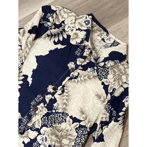 Women’s Blue‎ Floral Tunic Length Button Down Jacket Size S/M #323-L - Picture 1 of 4